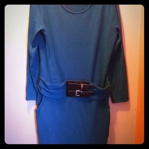 A sweater blue dress